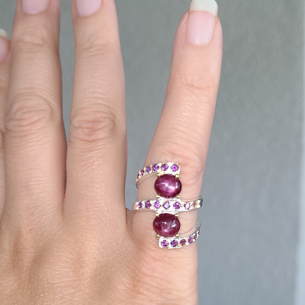 Natural Star Ruby Sterling Silver Ring - image 4